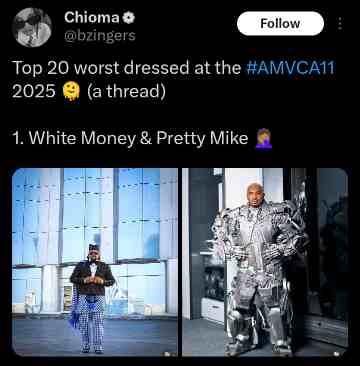 bzingers brutally listed pretty Mike among the “Top 20 worst dressed,” alongside White Money - Nigeria Gossip