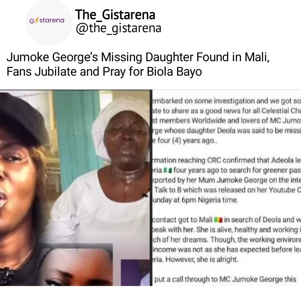 Jumoke George Daughter Found - Nigeria Gossip