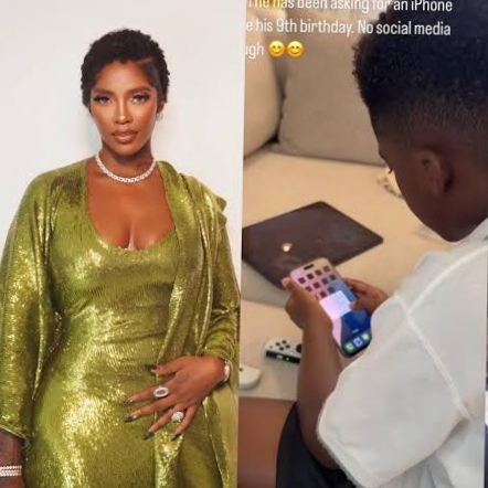 Tiwa Savage Gifts Son iPhone for 10th Birthday But With a Rule (video) - Nigeria Gossip and Scandals
