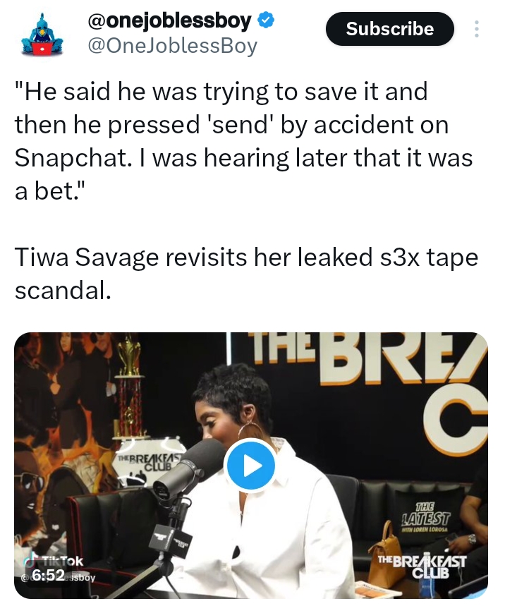 Tiwa Savage Interview about her Sextape